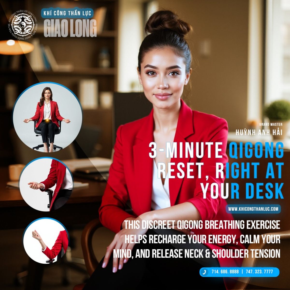 Tập khí công tại văn phòng – 3 phút để tái tạo năng lượng
